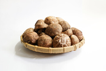 Fresh shiitake mushroom isolated,Dried mushrooms on white background