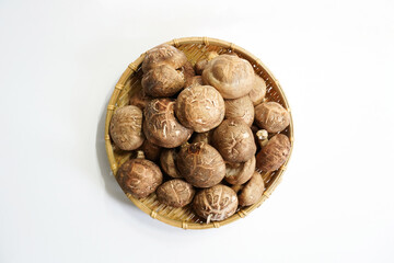 Fresh shiitake mushroom isolated,Dried mushrooms on white background