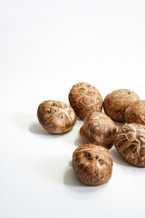 Fresh shiitake mushroom isolated,Dried mushrooms on white background
