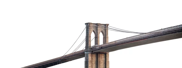 Abwaschbare Fototapete Brooklyn Bridge Die Brooklyn Bridge (New York, USA) isoliert auf weißem Hintergrund
