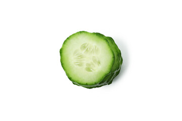 Ripe cucumber slices isolated on white background