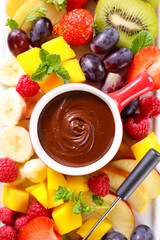 chocolate fondue and fresh fruits