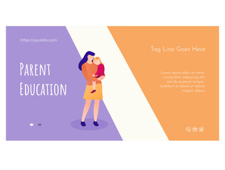 Parent education web page flat design template