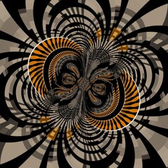 cyclone symmetric patterns and designs in white orange and shades of grey colours