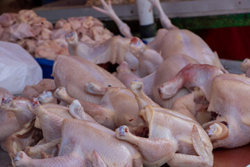 Fresh cut chicken in the market