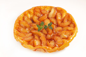 apple pie- french tart tatin isolated on white background