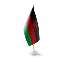 Small national flag of the Malawi on a white background