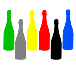 colored bottle-shaped objects on a white background