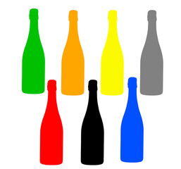 colored bottle-shaped objects on a white background
