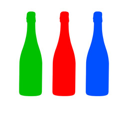 colored bottle-shaped objects on a white background