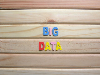 Word Big data on wood background