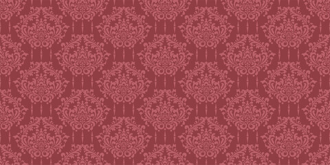 Background pattern in vintage style with floral ornaments on a brown background, wallpaper. Seamless pattern, texture for your design. Vector illustration