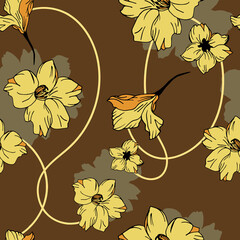 Seamless floral pattern with hand draw spring flower
