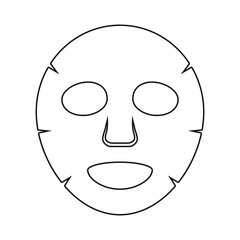 Cosmetic fabric mask outline. A napkin made of a special cloth, in the shape of a face with slits for the eyes, nose and mouth, impregnated with a cosmetic or complex composition. Vector illustration.