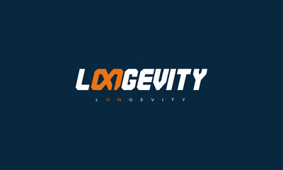 illustration vector graphic of modern, simple, edgy, creative, masculine, typography for LONGEVITY with infinity icon in the text logo design