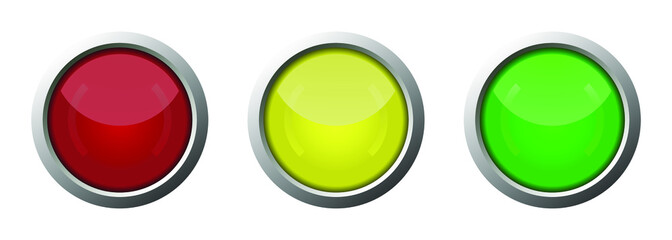 vector start and stop button, red button, yellow button, green button