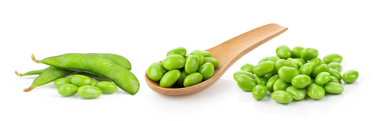green soy beans isolated on white