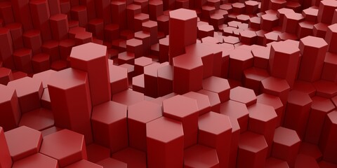Hexagon Abstract Red Bricks Background