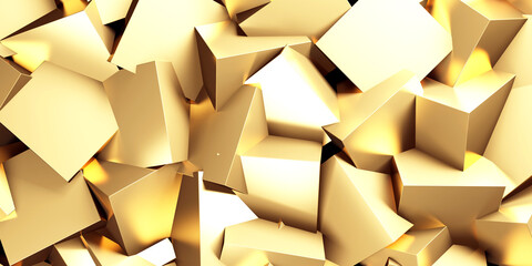 Luxury golden background. Gold glossy cubes array