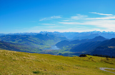Fototapeta na wymiar Lauerzersee von der Rigi in der Zentralschweiz aus gesehen.