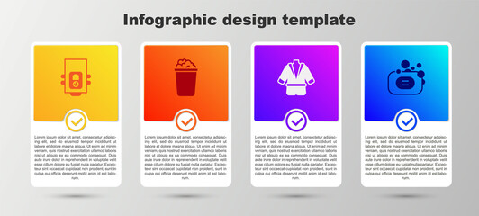 Set Gas boiler, Bucket with soap suds, Bathrobe and Bar of. Business infographic template. Vector
