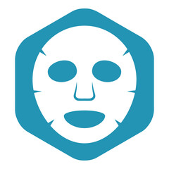 Medical mask icon. A napkin made of a special cloth, in the shape of a face with slits for the eyes, nose and mouth, impregnated with a cosmetic or complex composition. Vector illustration.