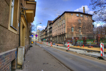 Chorzów Silesia Poland March 28, 2021 The city center. City architecture in hdr.
