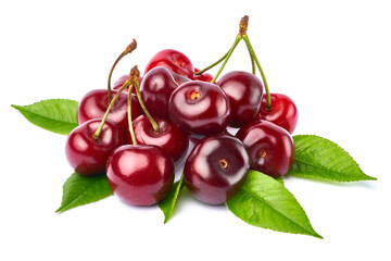 sweet cherry fruits isolated on white background
