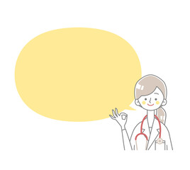 OKサインの医者と吹き出しのイラスト