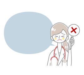 不正解を出す医者と吹き出しのイラスト