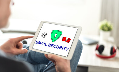 Email security concept on a tablet