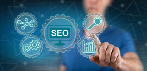 Man touching a seo concept