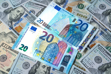 Two leading hard currencies - US Dollar versus Euro