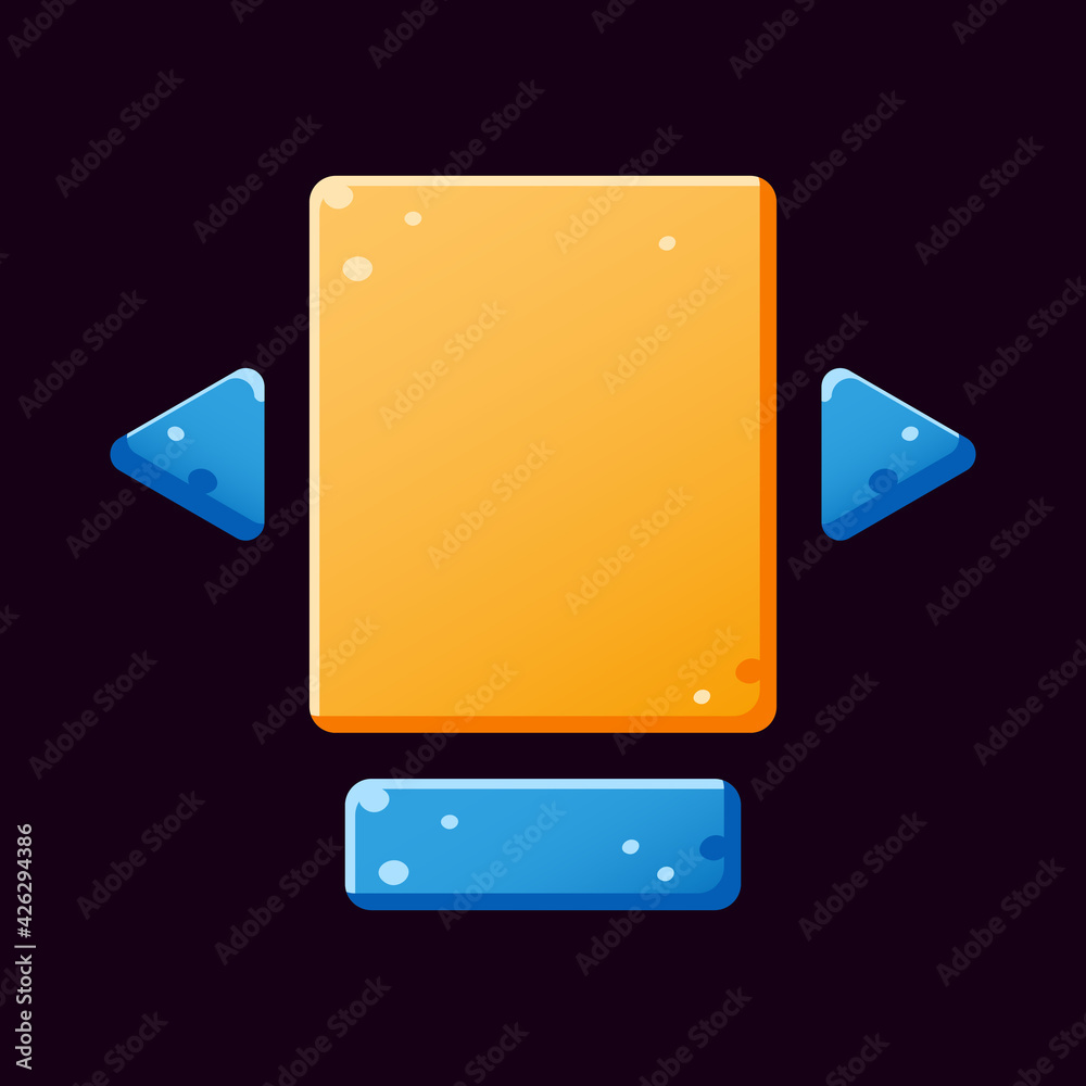 Wall mural set of funny blue yellow game ui board pop up template for gui asset elements vector illustration