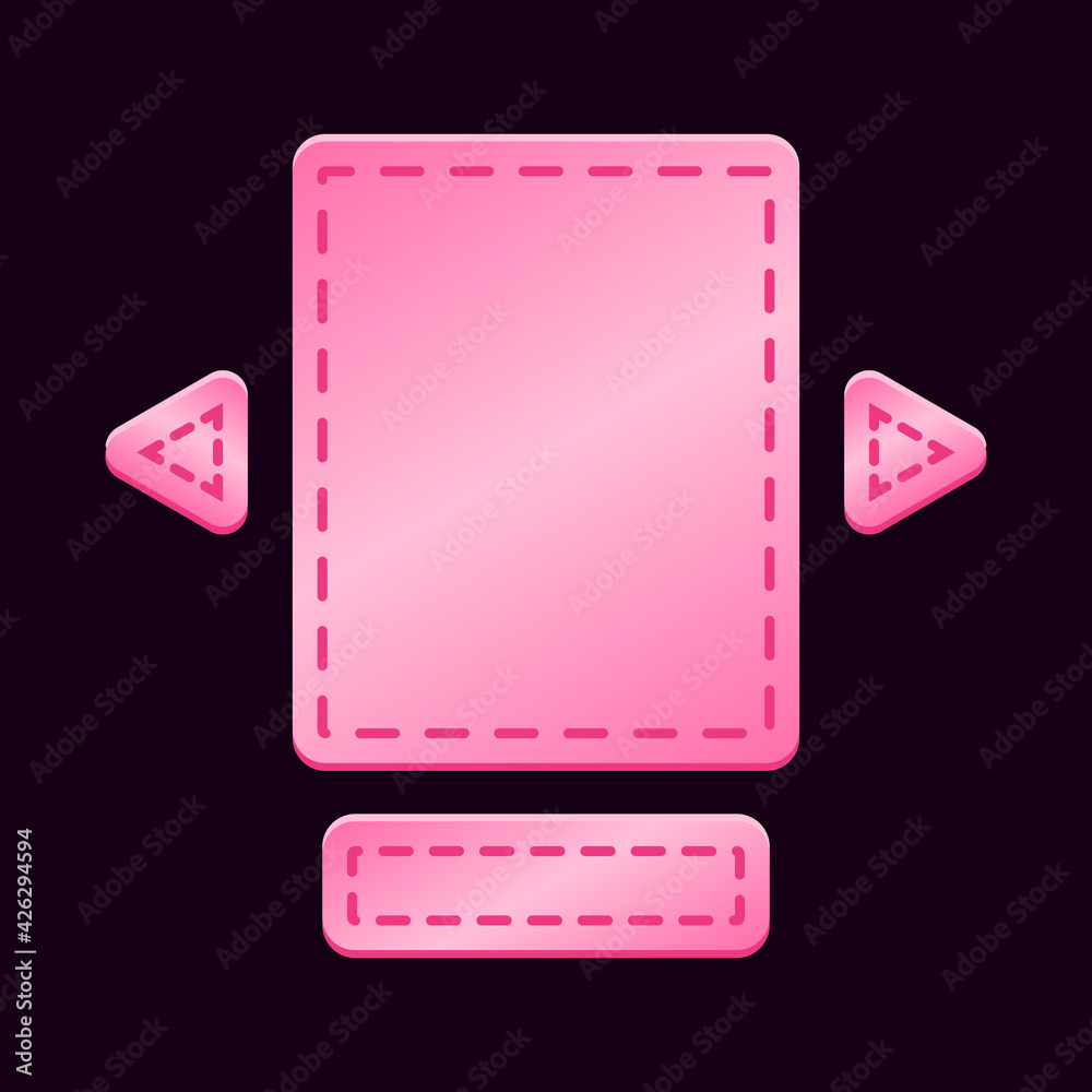 Wall mural set of glossy pink game ui board pop up template for gui asset elements vector illustration