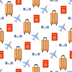 Seamless pattern for textiles and packaging. Vaccinations and new travel. Vector