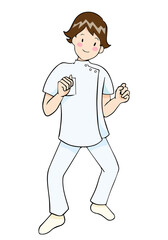 ガッツポーズをするセラピスト