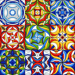 Set of ceramic tile patterns. Gorgeous seamless patterns. Can be used for wallpaper pattern fills web page background or surface textures