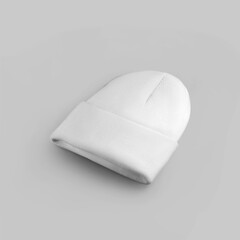 Beanie winter white hat mockup isolated on background