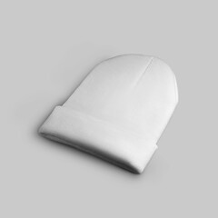 Beanie winter white hat mockup isolated on background