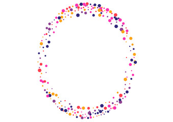 Purple Abstract Confetti Wallpaper. Round Falling Frame. Red Dot Vector. Circle Multicolor Festival Illustration. Flying Background.