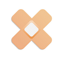 Medical plaster. Adhesive bandage or sticking plaster. Medical band aids protection patch for first aid. Protection and care.  cartoon plaster on white background