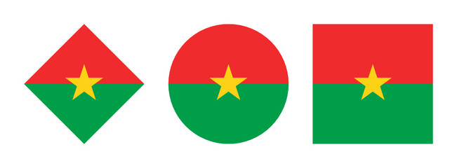 burkina faso flag icon set. isolated on white background	
