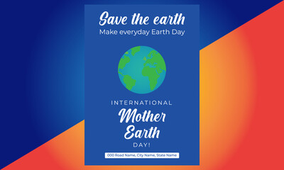 Obraz premium Happy Earth Day Poster Design, Make everyday earth day, Earth Day Eco Green Vector Flyer Design, Earth day brochure or poster vector template. 