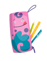 Cartoon character of school supply item with happy face. Back to school funny smile.  object isolated on white background