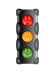 Traffic light with red, yellow and green color. Flat  illustration isolated on white background