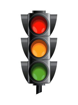 Traffic light with red, yellow and green color. Flat  illustration isolated on white background