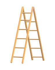 Wooden ladder household tool. Step ladder for domestic and construction needs. Isolated  illustration