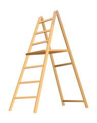 Wooden ladder household tool. Step ladder for domestic and construction needs. Isolated  illustration