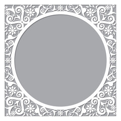 Moroccan openwork vector frame or border design with corners - perfect for greeting card or wedding invitation
